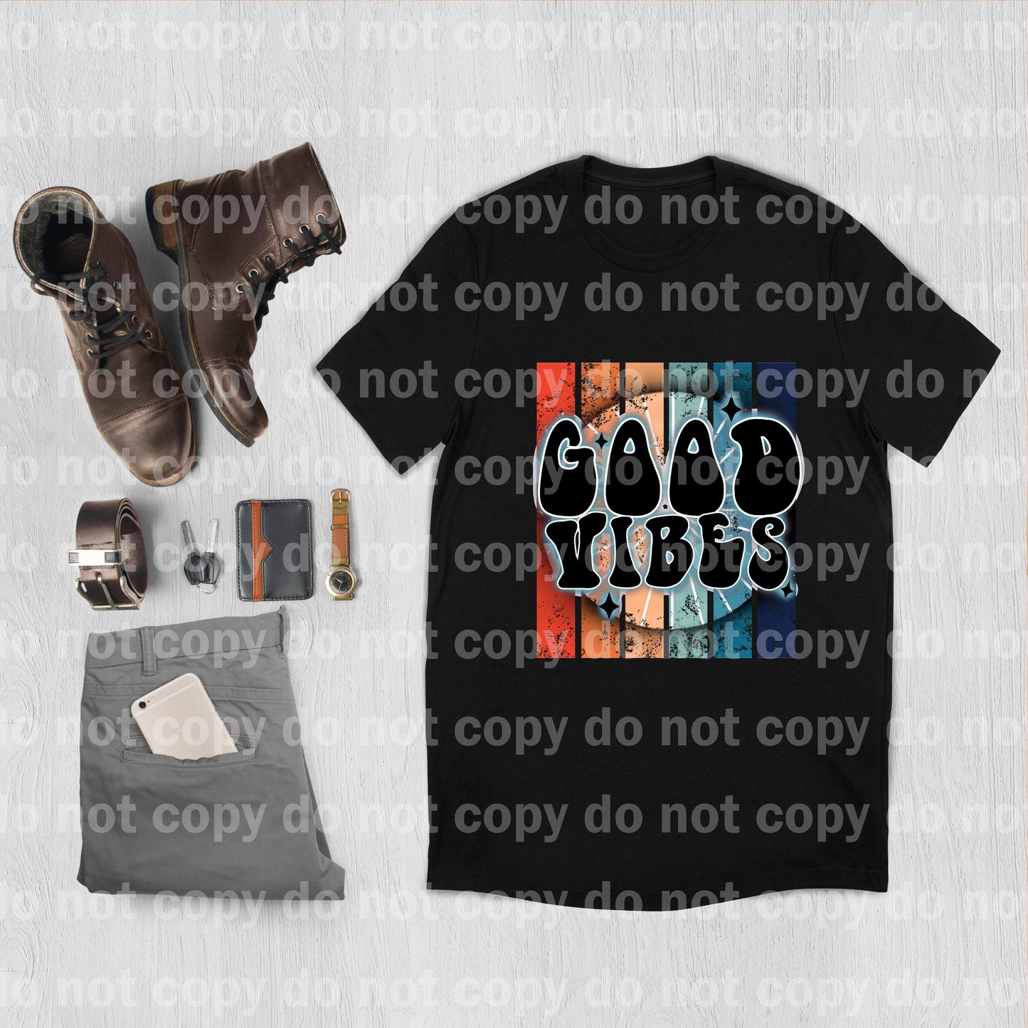 Good Vibes Retro Distressed Dream print transfer
