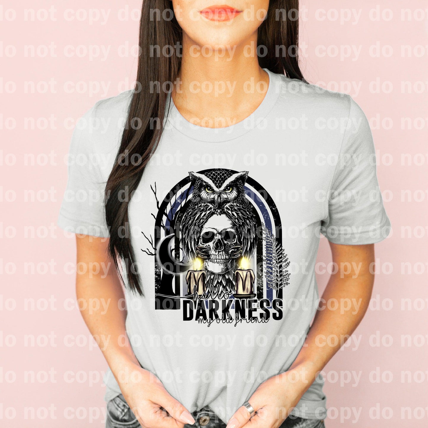 Hello Darkness Skull Owl Dream print transfer