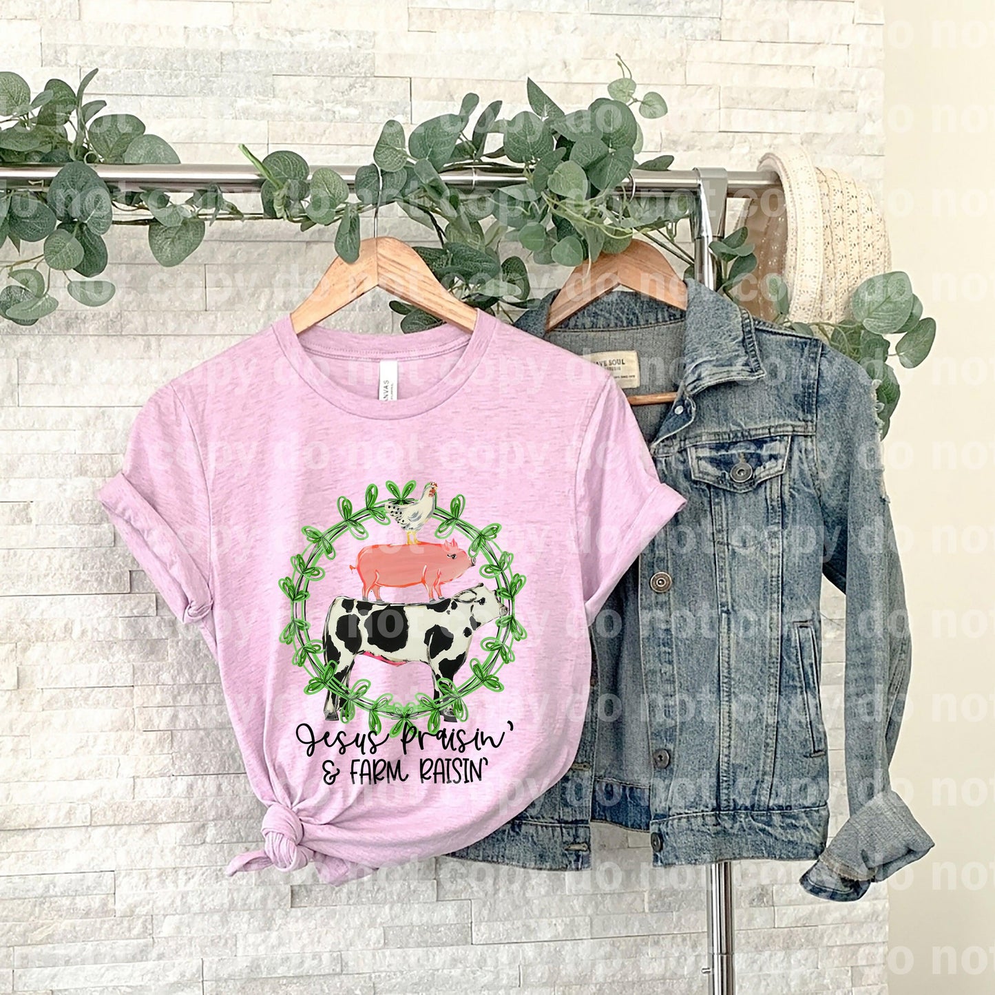 Jesus Praisin' and Farm Raisin Dream print transfer