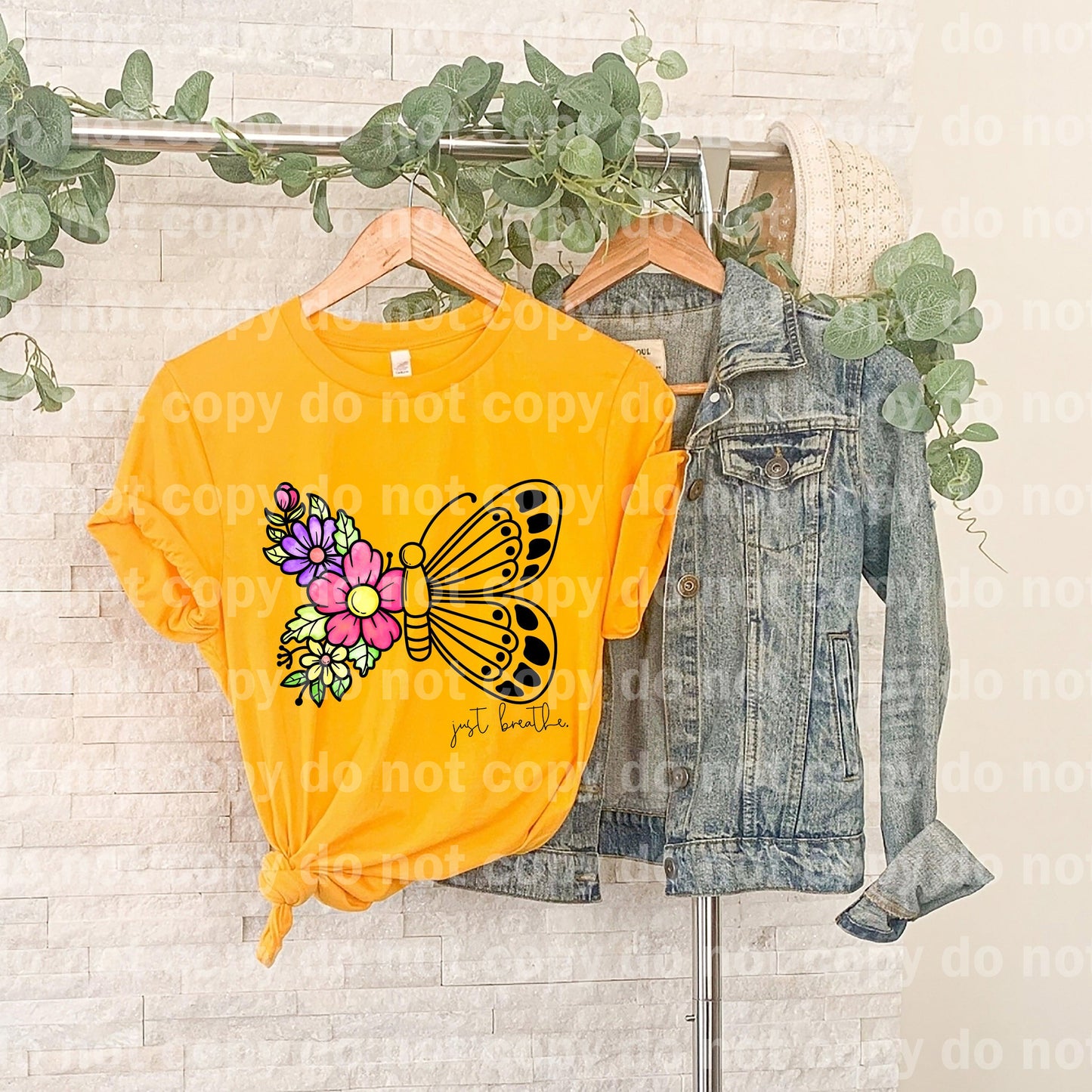 Just Breathe Butterfly Floral Dream print transfer