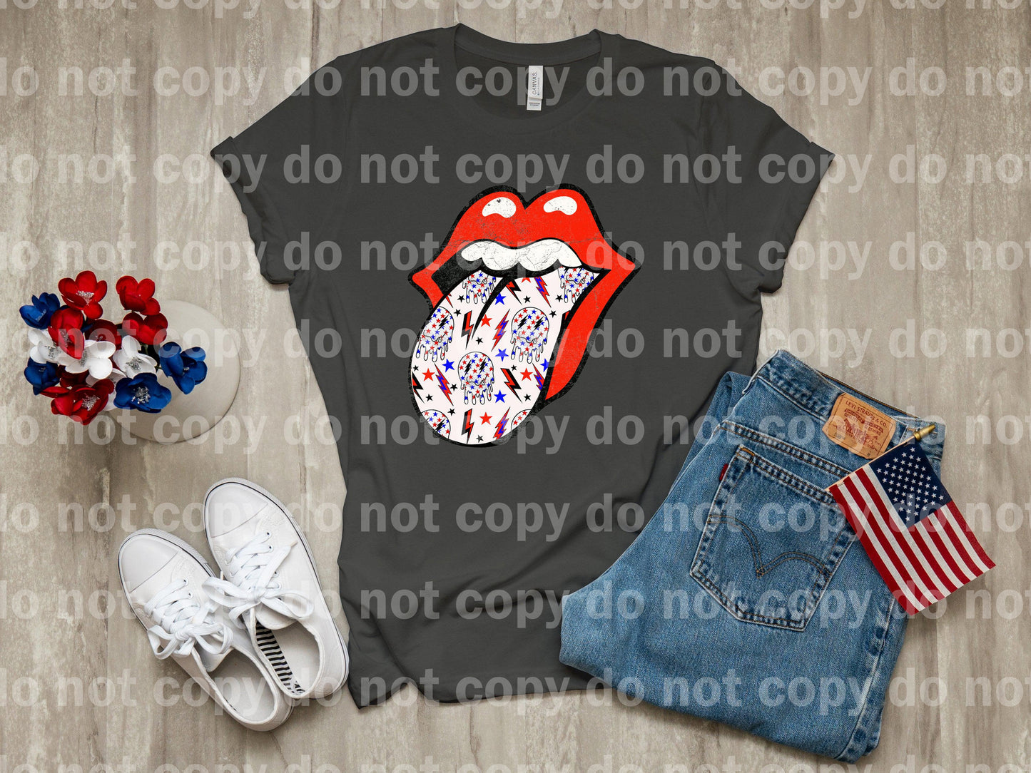 Tongue Out Kiss Red White Blue Dream Print or Sublimation Print