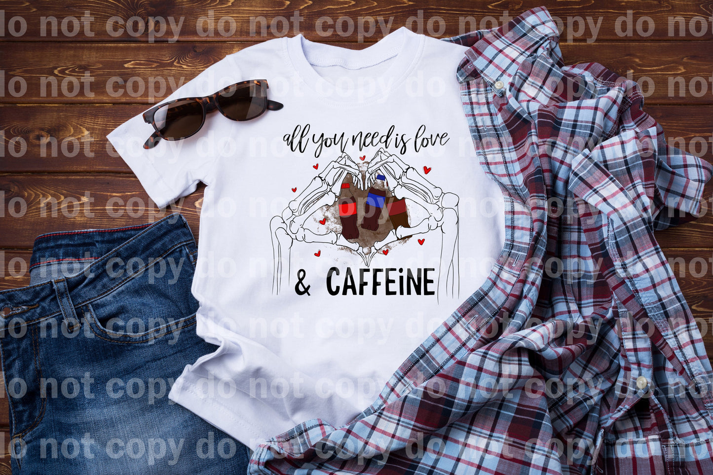 All You Need Is Love And Caffeine Skeleton Dream Print or Sublimation Print