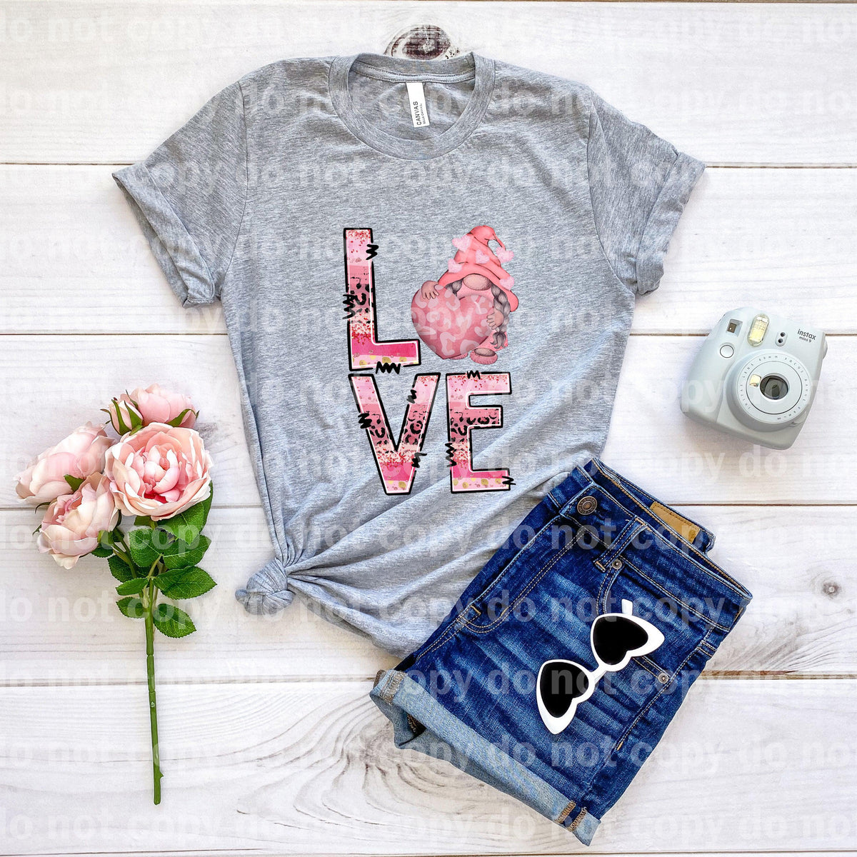 Love Gnome Pink Word Art Impresión de sueños o impresión de sublimación