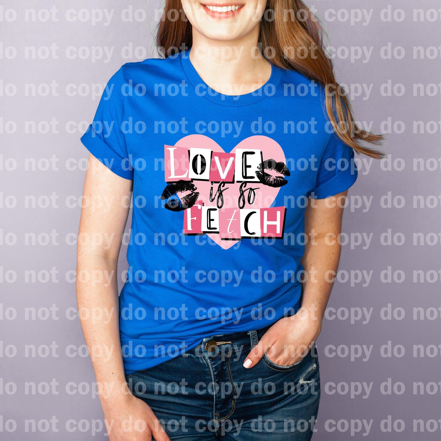 Love is so Fetch Pink Heart and Lips HIGH HEAT Full color Screen Print transfer