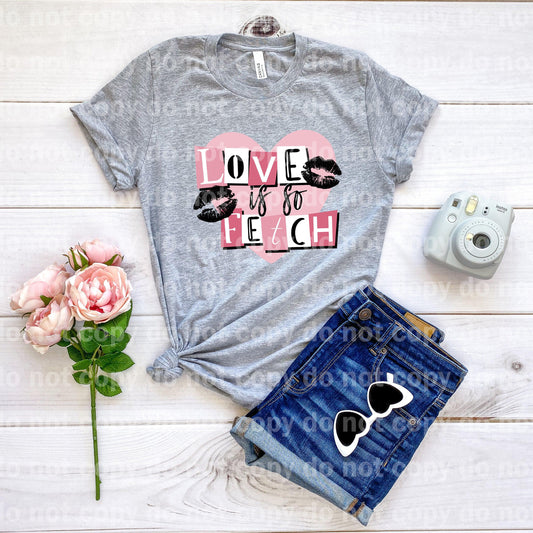 Love is so Fetch Pink Heart and Lips HIGH HEAT Full color Screen Print transfer