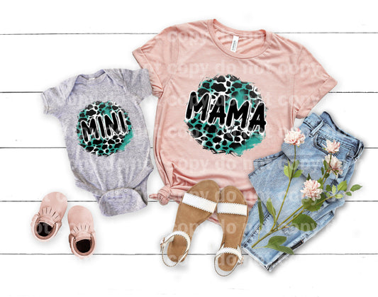 Mini Teal Black White Dream print transfer