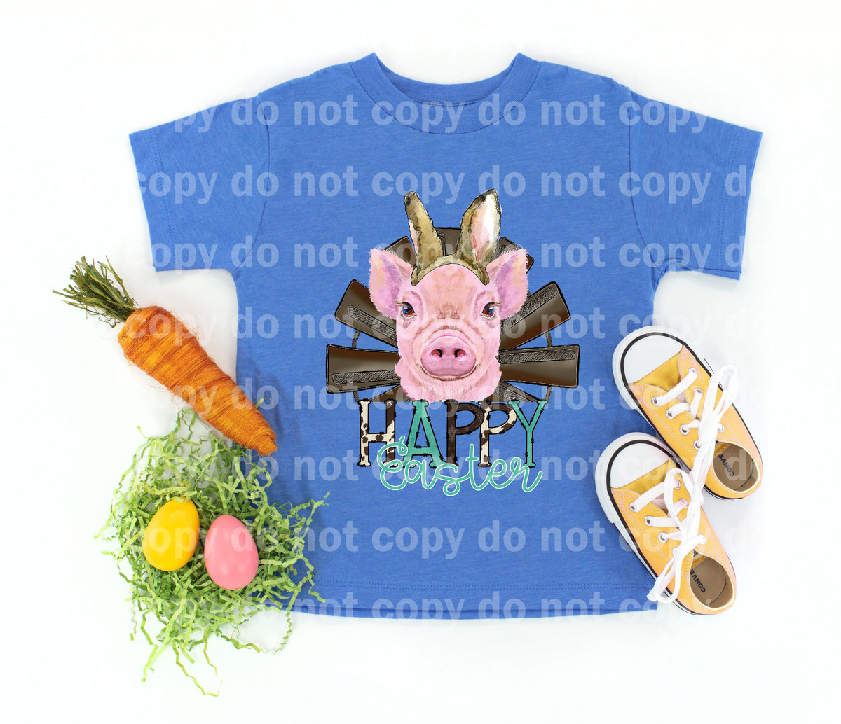 Happy Easter Pig Dream print transfer