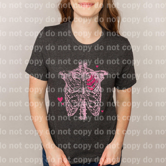 Pink Valentines Day Skeleton Dream print transfer