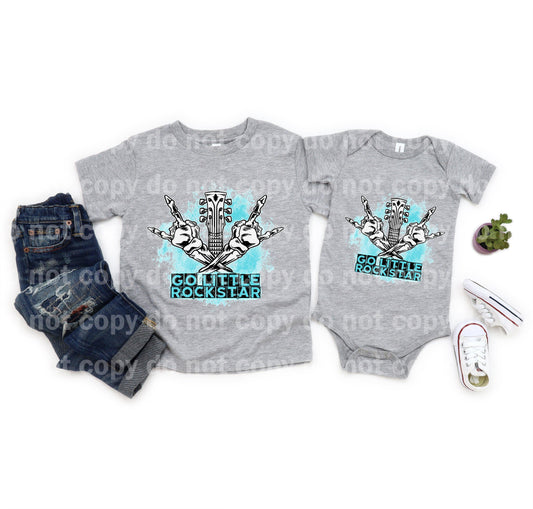 Go Little Rockstar Blue Background Skeleton Guitar Dream Print or Sublimation Print