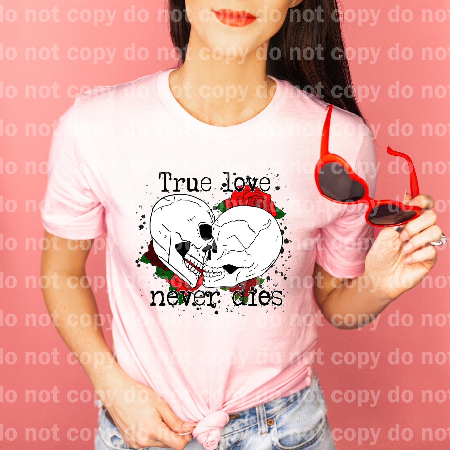 True Love Never Dies Couple Skull Dream print transfer