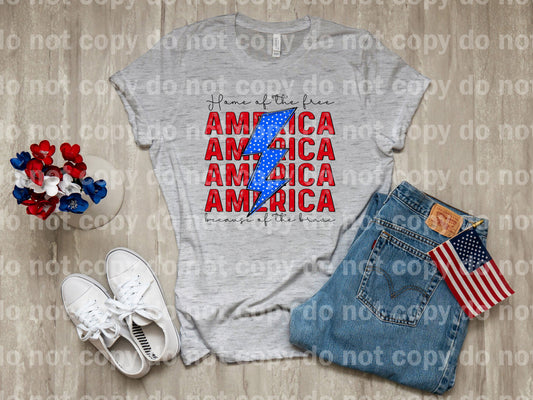 Home Of The Free Because Of The Brave America Word Stacked Lightning Bolt Dream Print or Sublimation Print