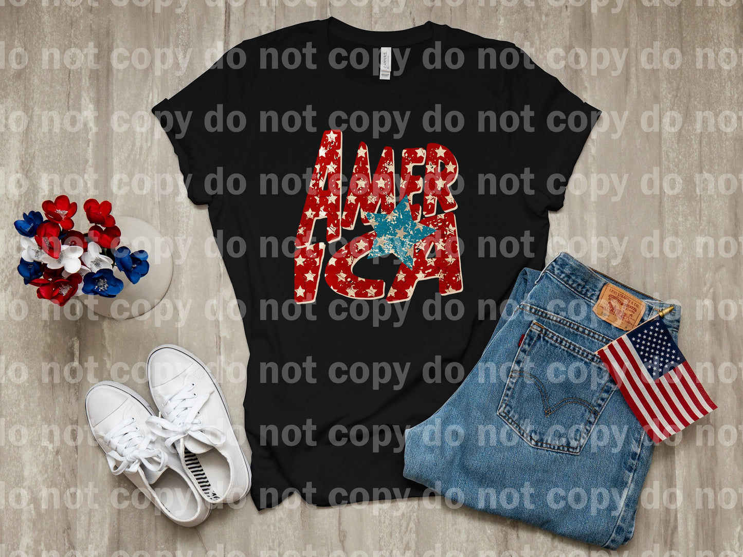 America Burlap Stars Distressed Red Blue Cream Dream Print or Sublimation Print