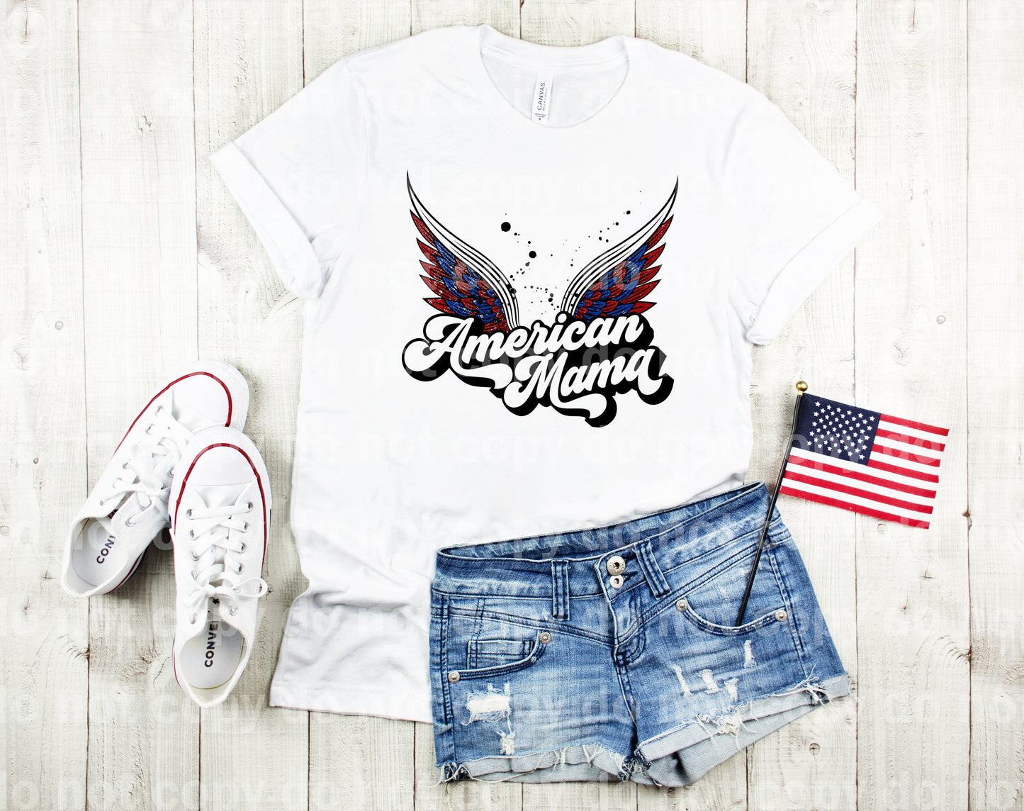 American Mama Wings Distressed Dream Print or Sublimation Print