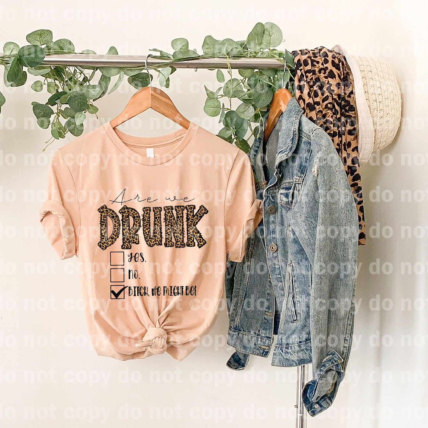 Are We Drunk Bitch We Might Be Leopard Check Box Dream Print or Sublimation Print