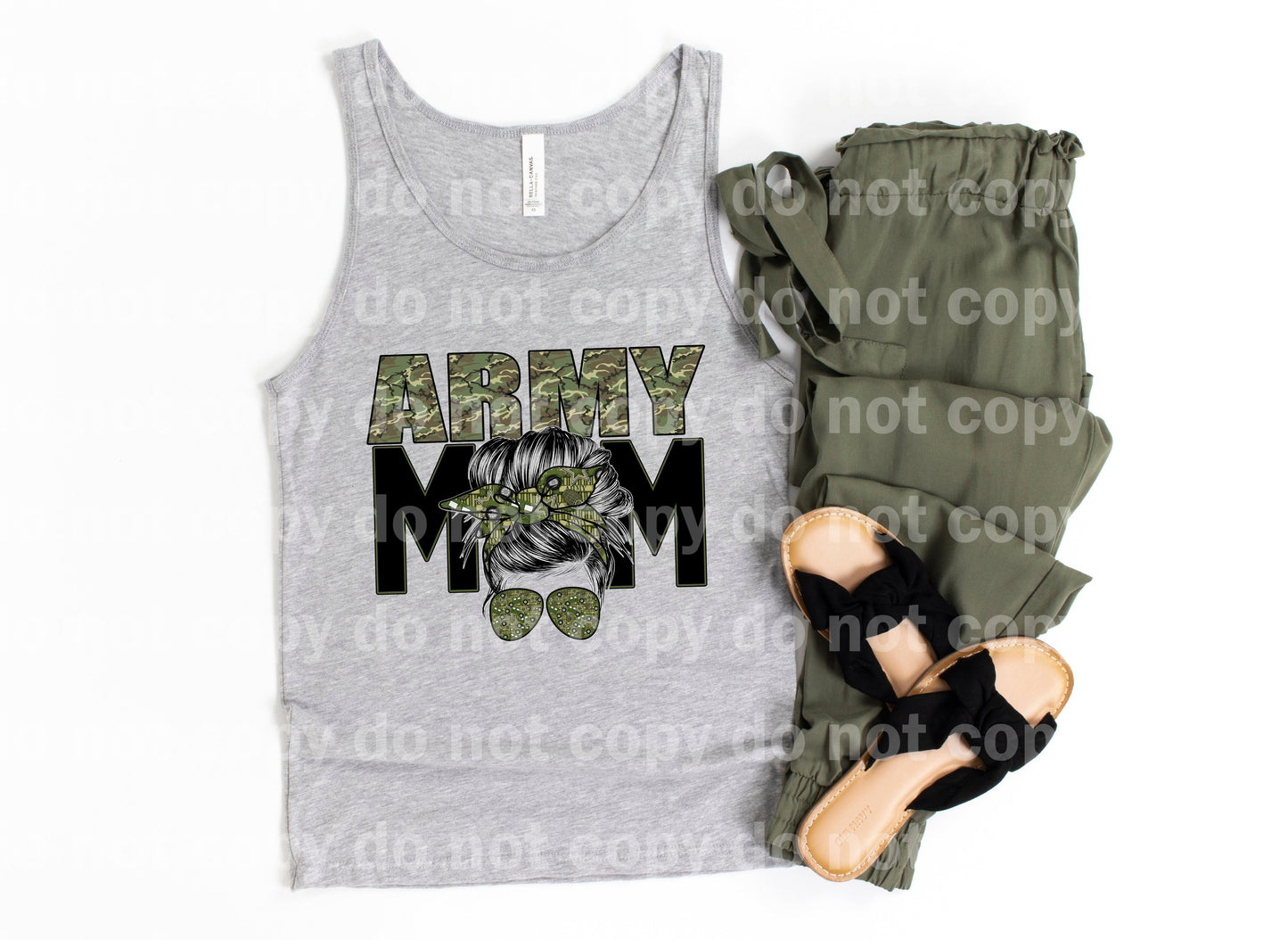 Army Mom Messy Bun Dream Print or Sublimation Print