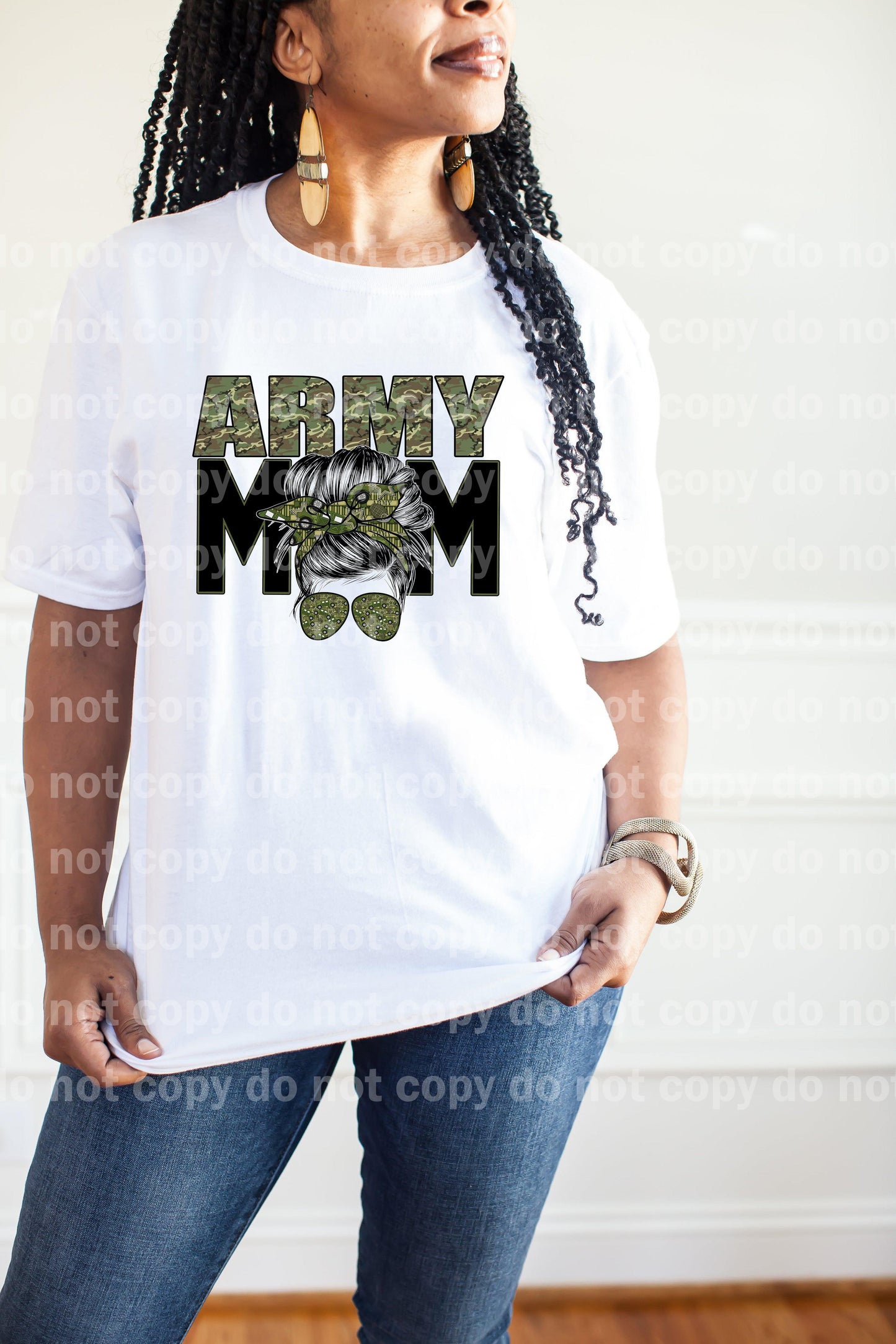 Army Mom Messy Bun Dream Print or Sublimation Print