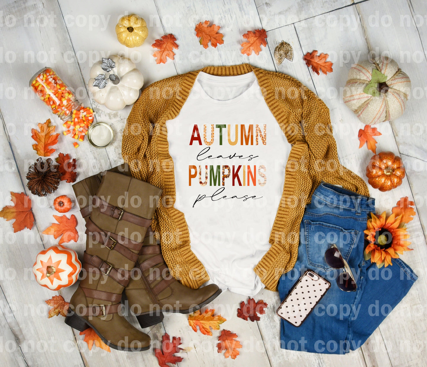 Autumn Leaves Pumpkins Please Dream Print or Sublimation Print