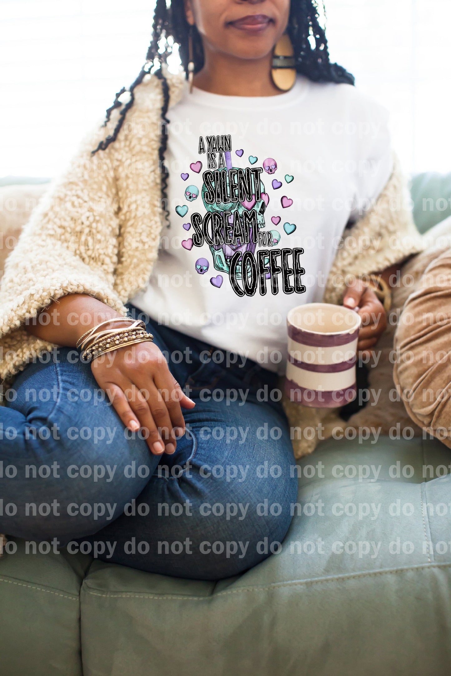 A Yawn Is A Silent Scream For Coffee Distressed Dream Print or Sublimation Print