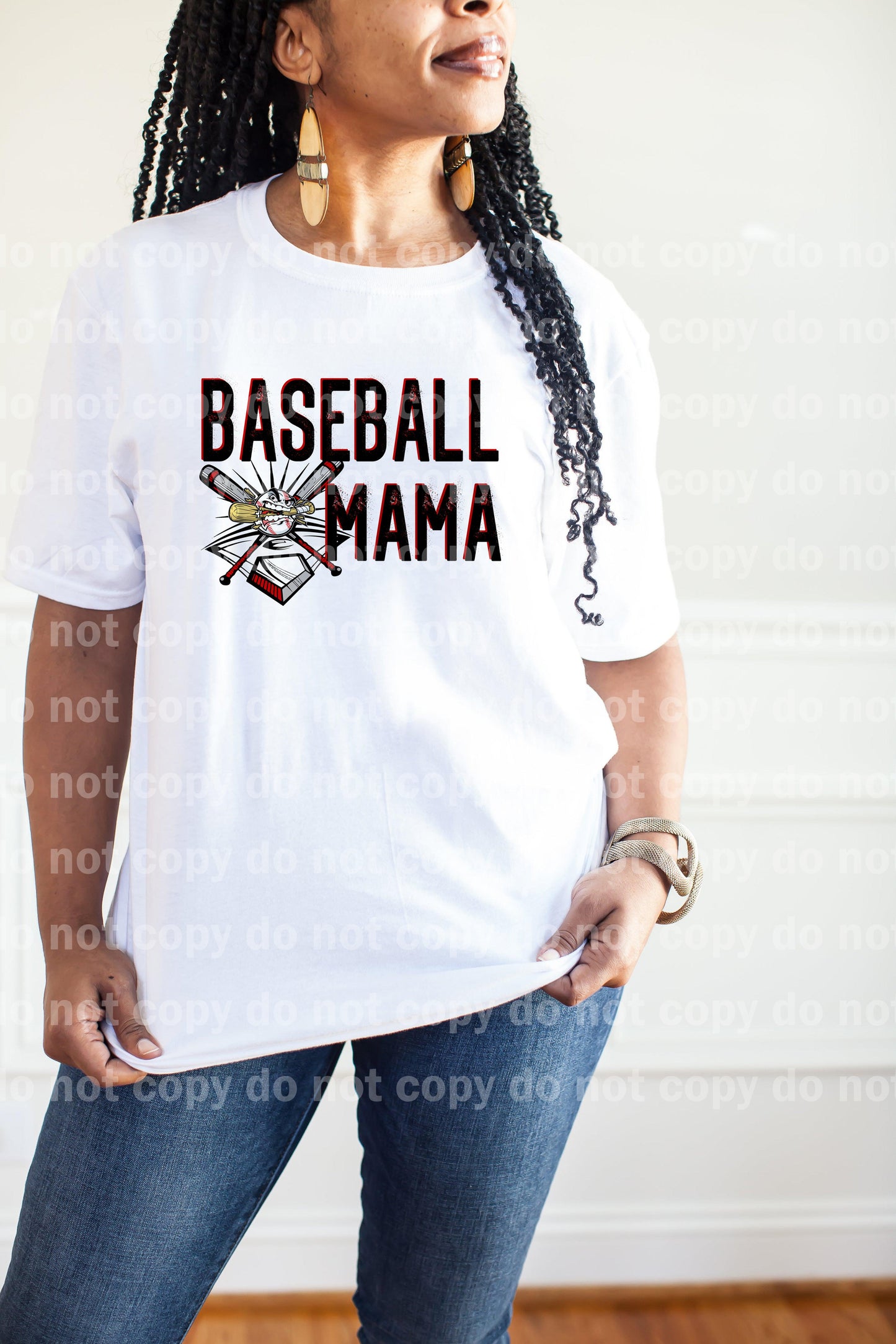 Baseball Mama Red Black Dream Print or Sublimation Print