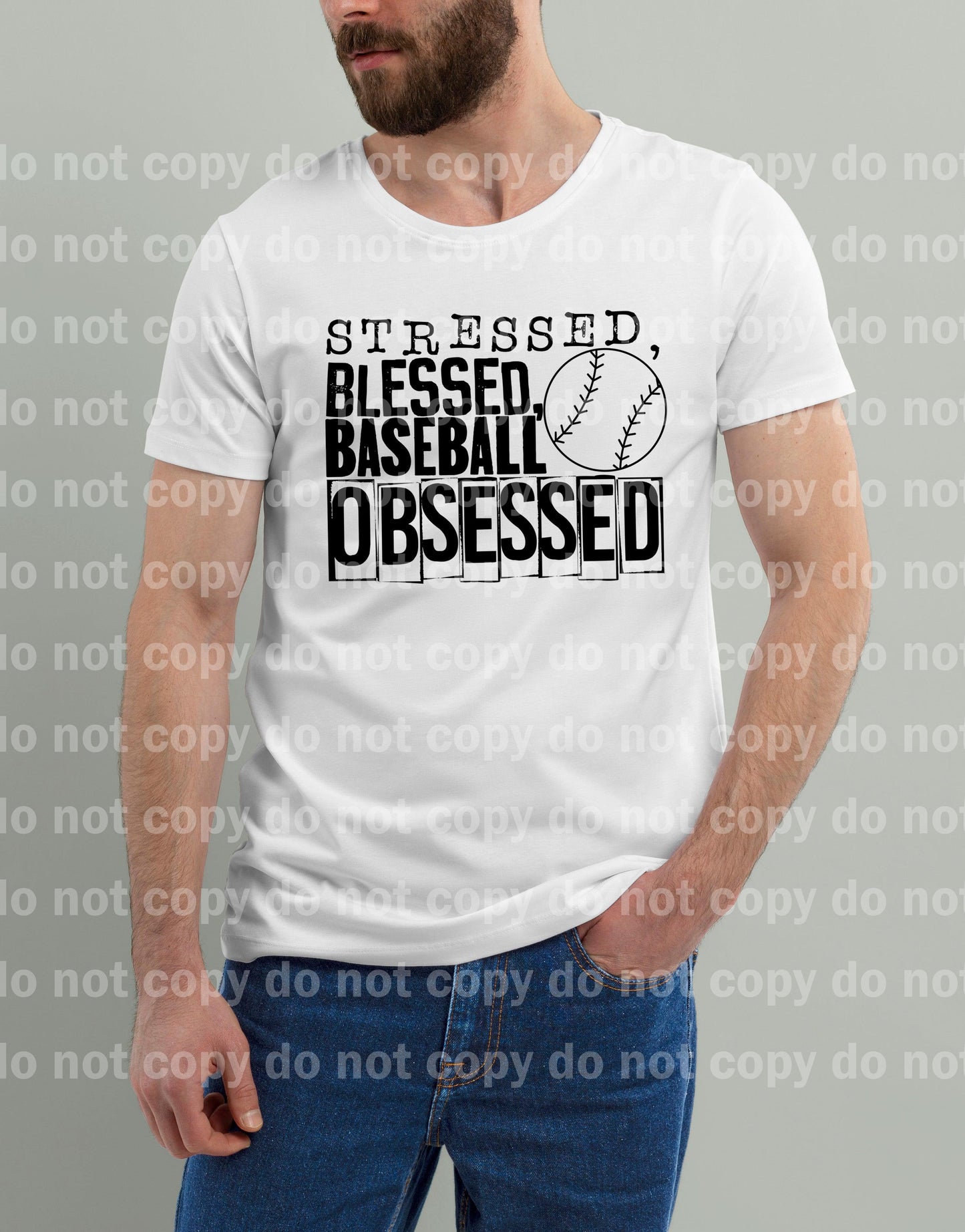 Stressed Blessed Baseball Obsessed Full Color/One Color Dream Print or Sublimation Print