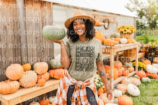 Basic Bitch Word Stacked Pumpkin Black/White Dream Print or Sublimation Print