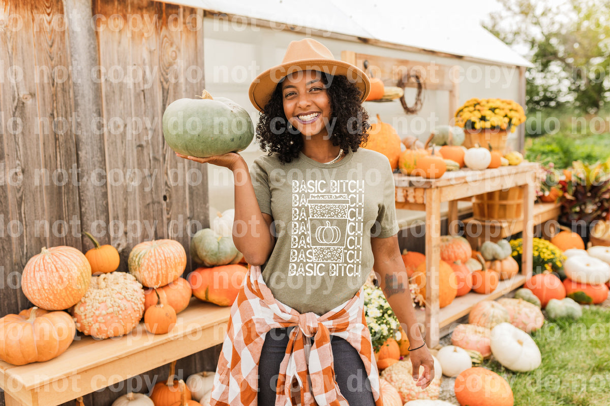 Basic Bitch Word Stacked Pumpkin Black/White Dream Print or Sublimation Print