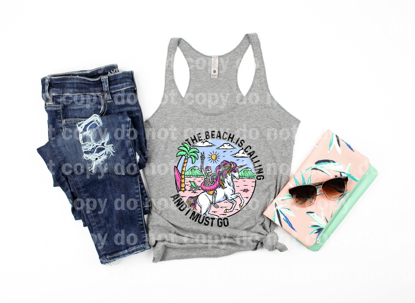 The Beach Is Calling And I Must Go Skellie And Unicorn Dream Print or Sublimation Print