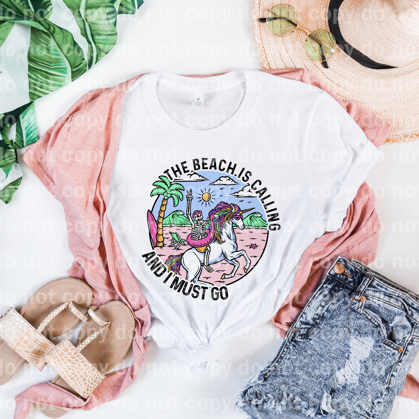 The Beach Is Calling And I Must Go Skellie And Unicorn Dream Print or Sublimation Print