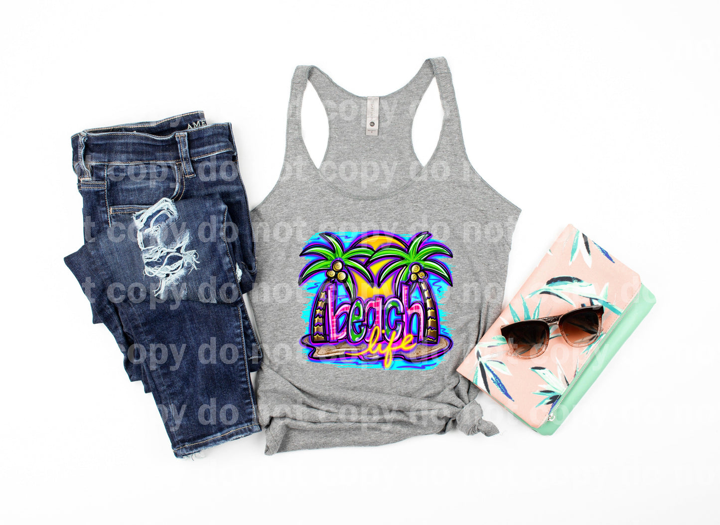 Beach Life Palm Tree Neon Dream Print or Sublimation Print