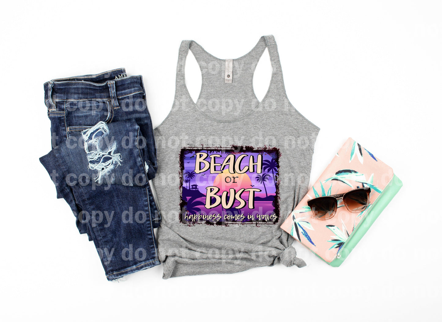 Beach or Bust Happiness Comes In Waves Dream Print or Sublimation Print