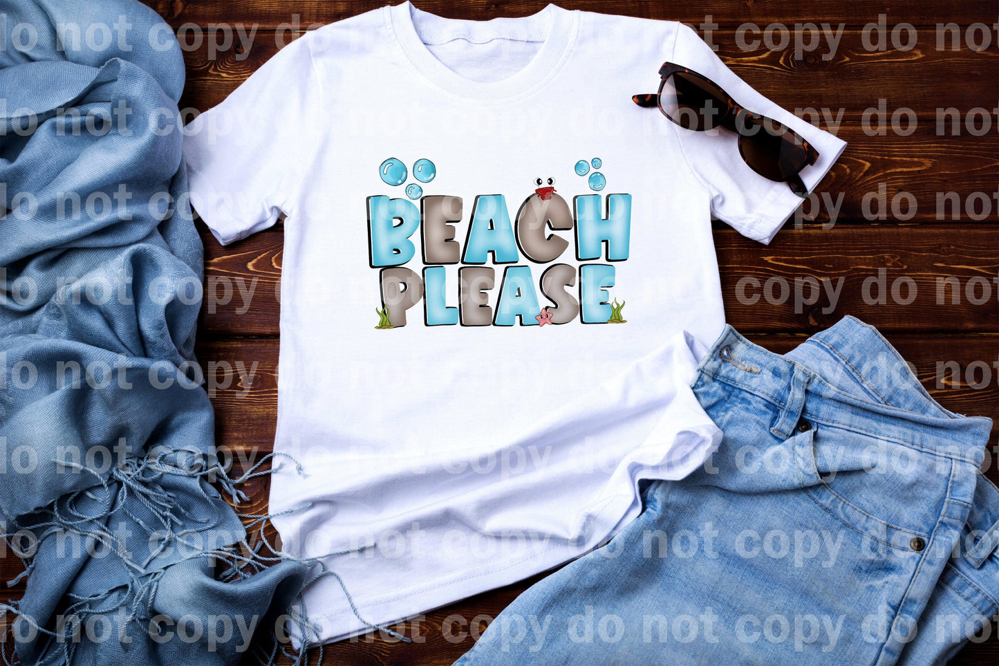 Beach Please Blue Grey Dream Print or Sublimation Print