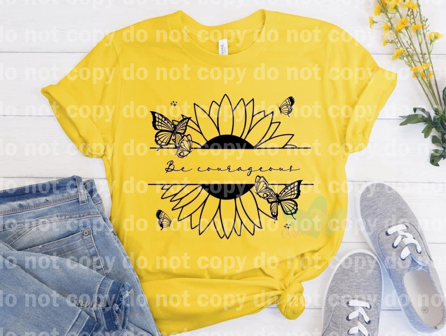 Be Courageous Sunflower Butterflies Dream Print or Sublimation Print