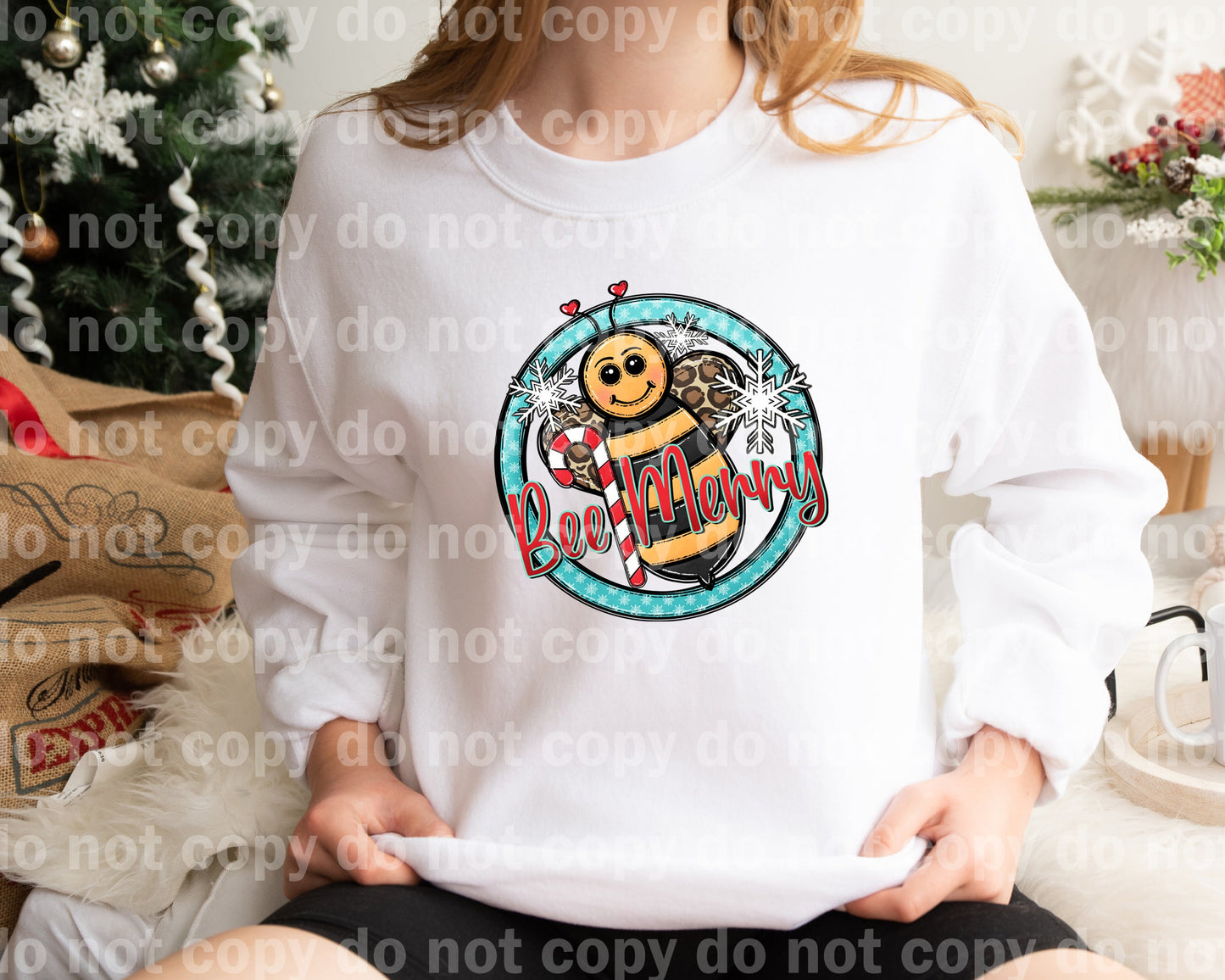 Bee Merry Candy Cane Dream Print or Sublimation Print