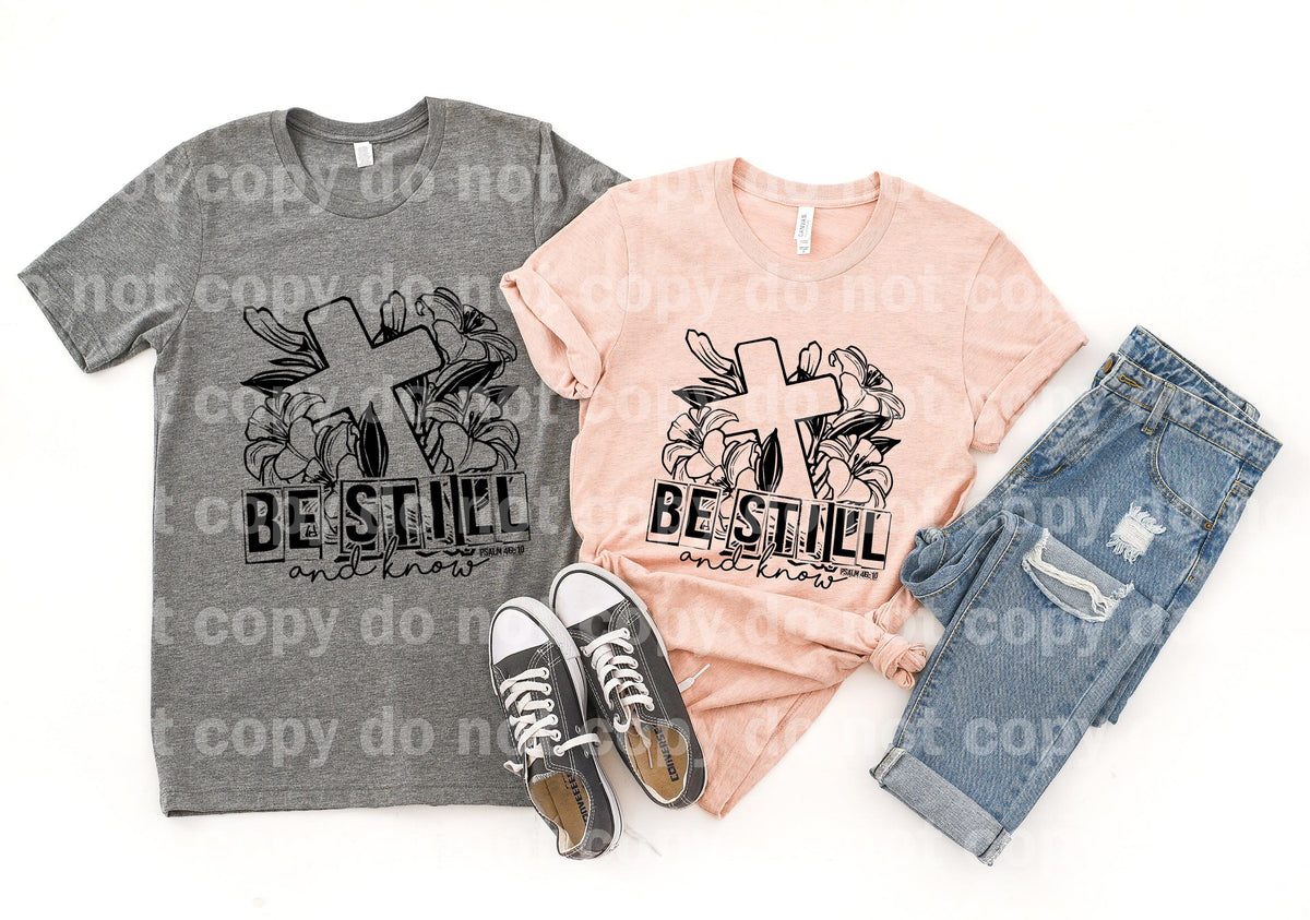 Be Still Cross And Known Psalm 46:10 Cross Floral Dream print transfer