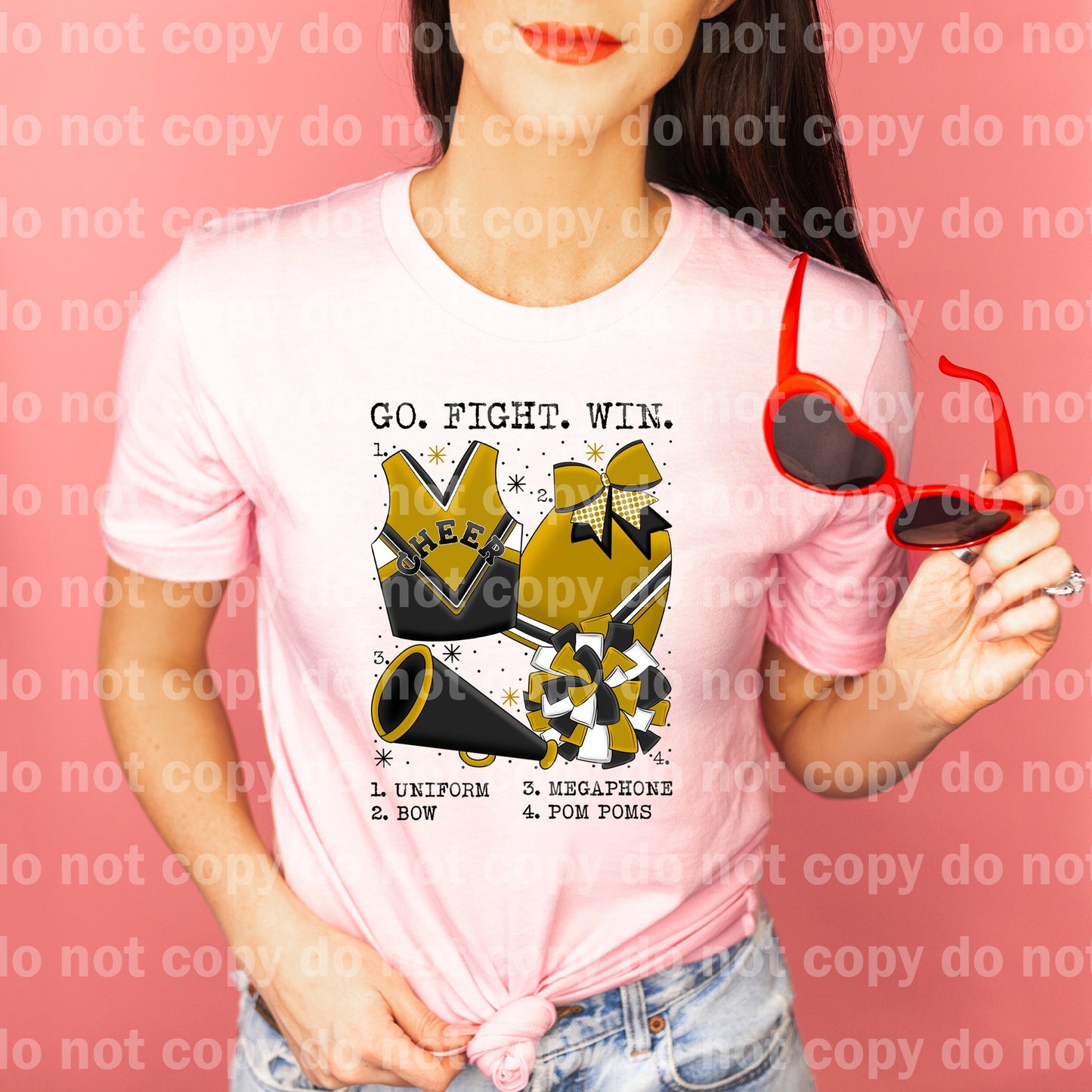Go Fight Win Cheer Chart Black And Gold Dream Print or Sublimation Print
