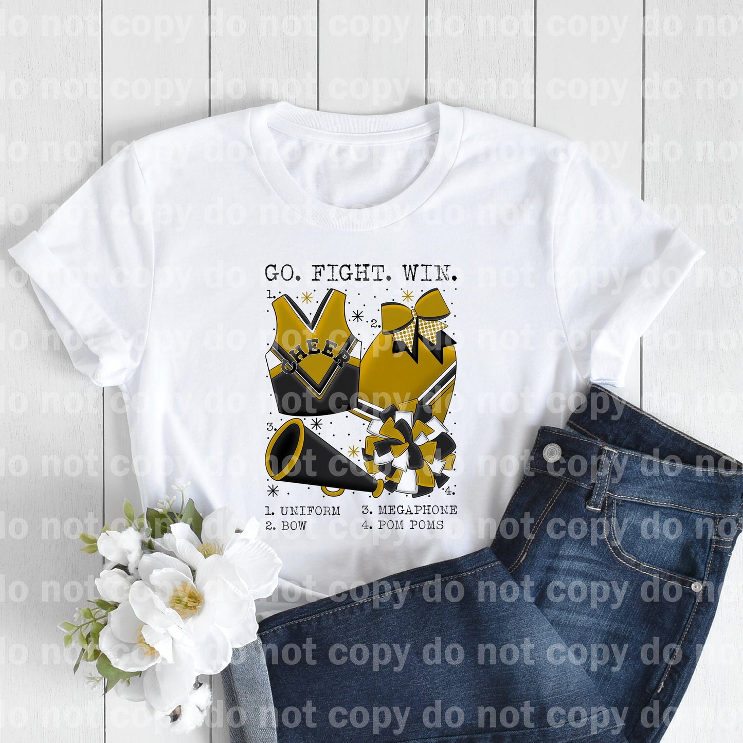 Go Fight Win Cheer Chart Black And Gold Dream Print or Sublimation Print