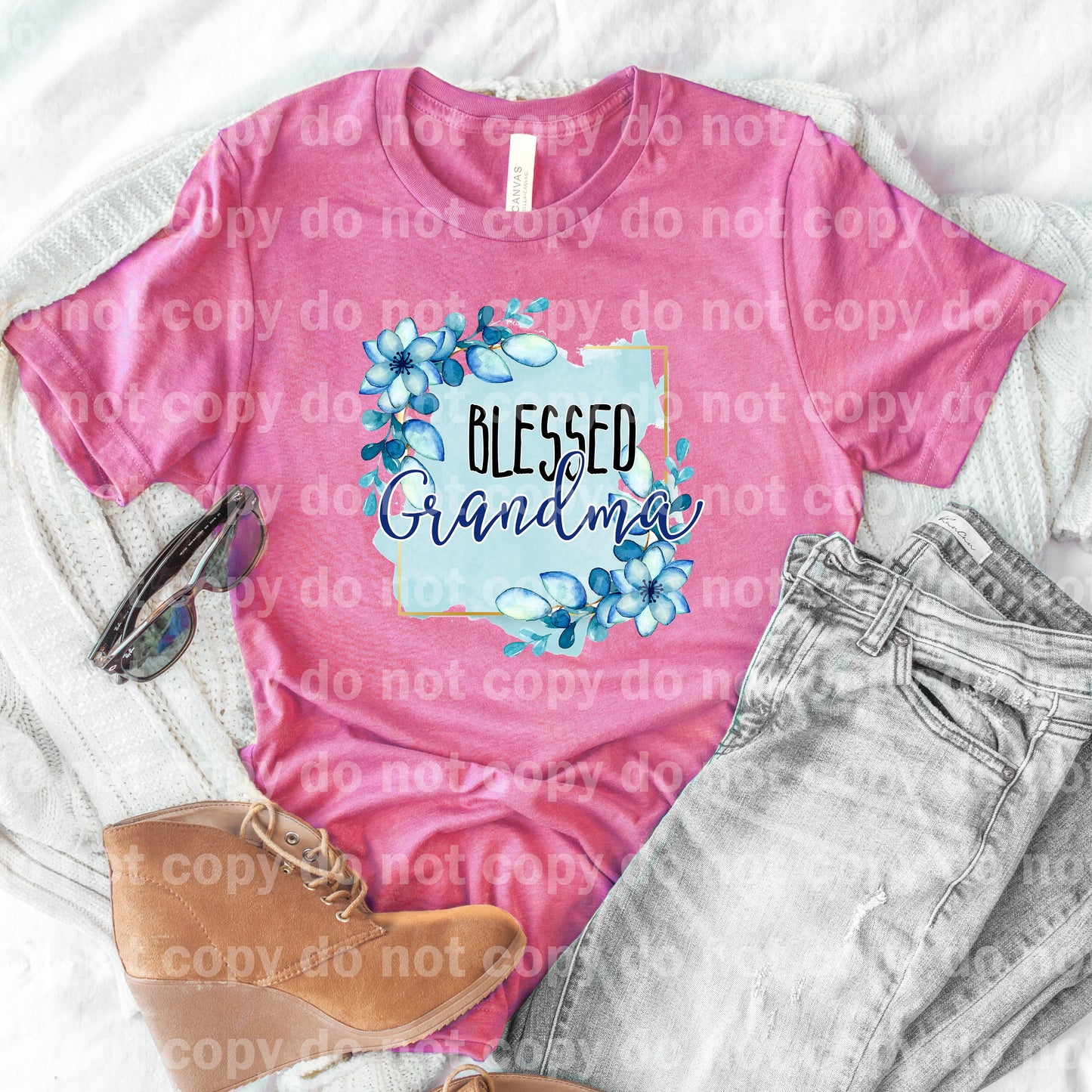 Blessed Grandma Blue Floral Dream Print or Sublimation Print