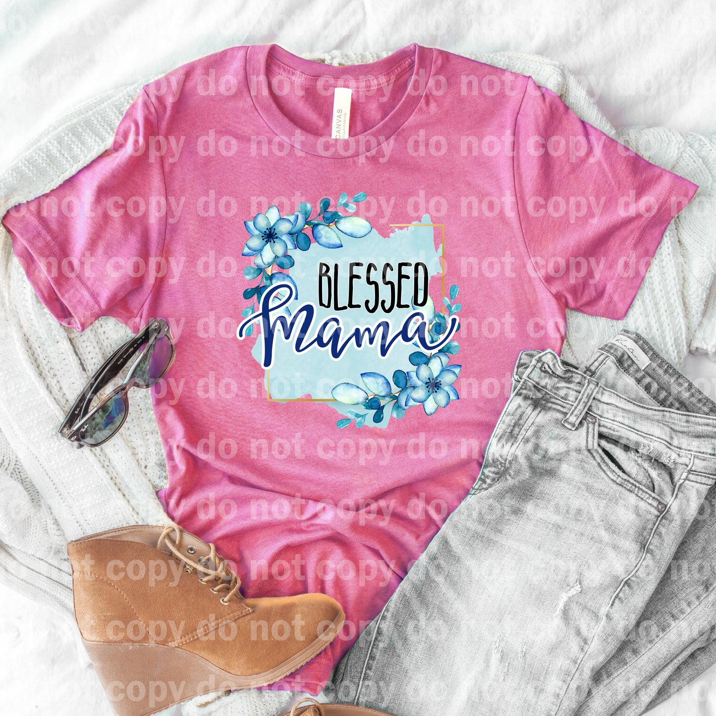 Blessed Mama Blue Floral Dream Print or Sublimation Print