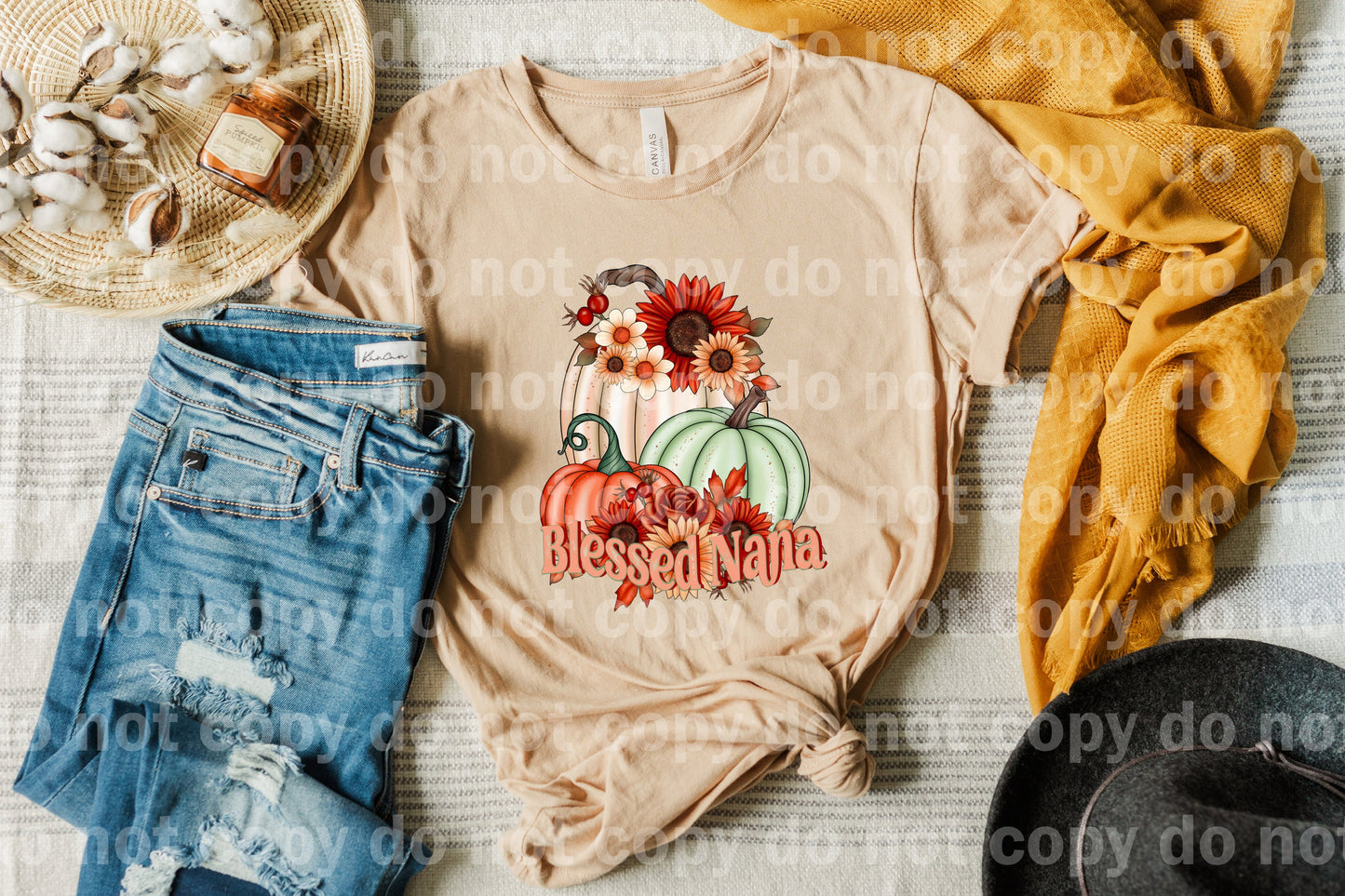 Blessed Nana Pumpkins And Floral Dream Print or Sublimation Print