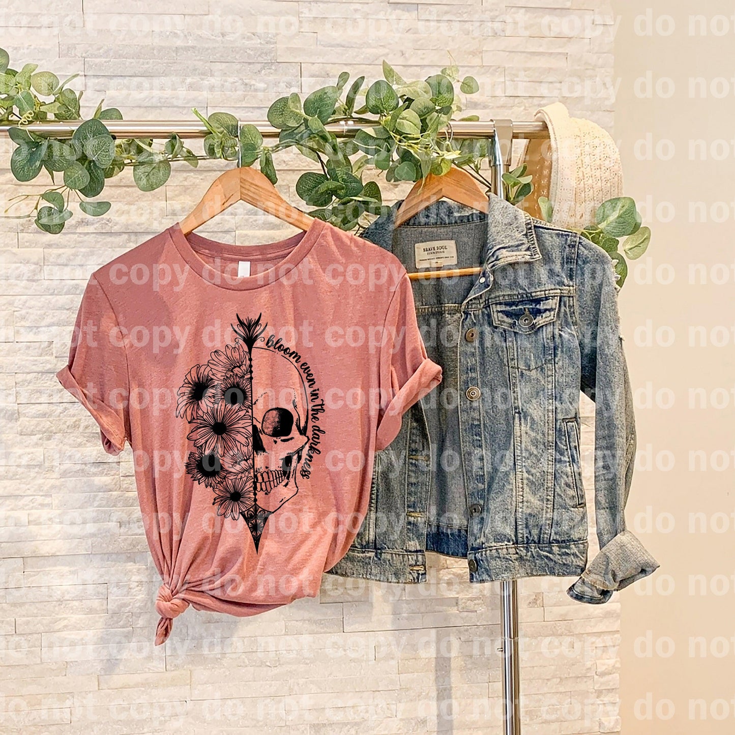 Bloom Even In The Darkness Flower Skull Black Dream Print or Sublimation Print