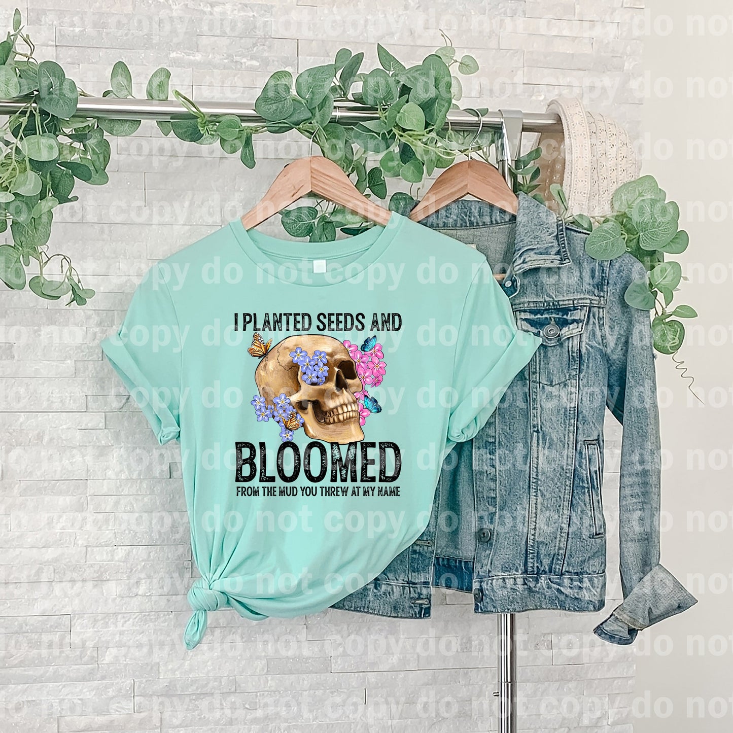 I Planted Seeds And Bloomed Black Skull Distressed Dream Print or Sublimation Print