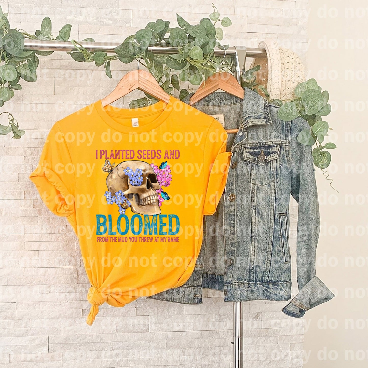 I Planted Seeds And Bloomed Blue Skull Distressed Dream Print or Sublimation Print
