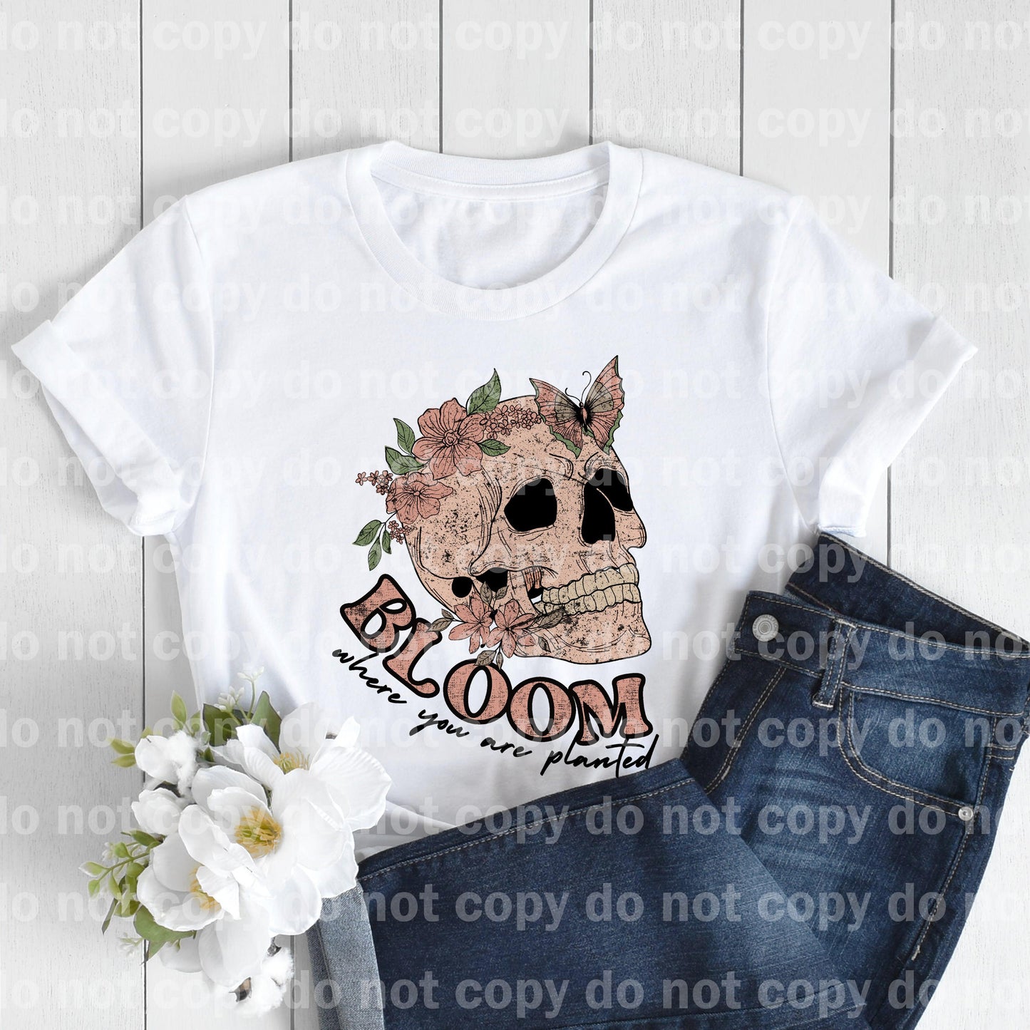 Bloom Where You Are Planted Skull Butterfly Dream Print or Sublimation Print