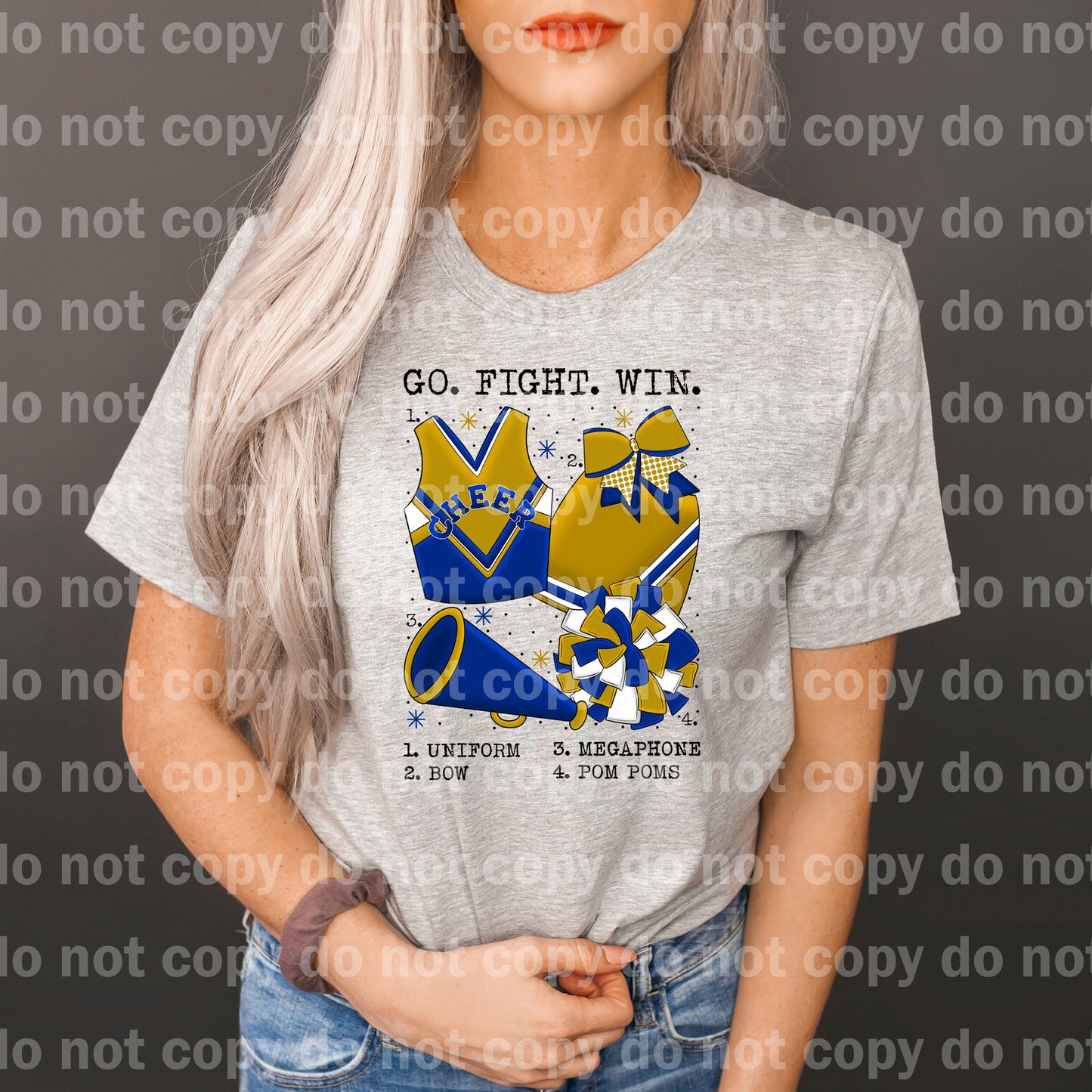 Go Fight Win Cheer Chart Blue And Gold Dream Print or Sublimation Print
