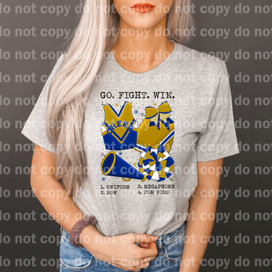 Go Fight Win Cheer Chart Blue And Gold Dream Print or Sublimation Print