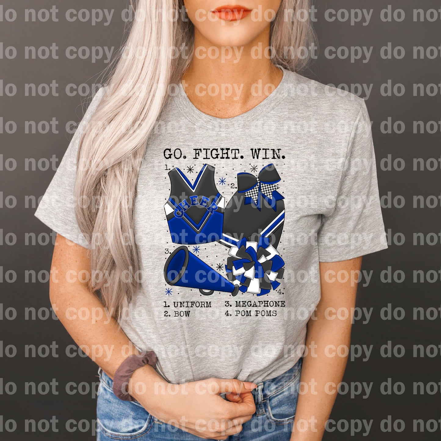Go Fight Win Cheer Chart Blue And Grey Dream Print or Sublimation Print