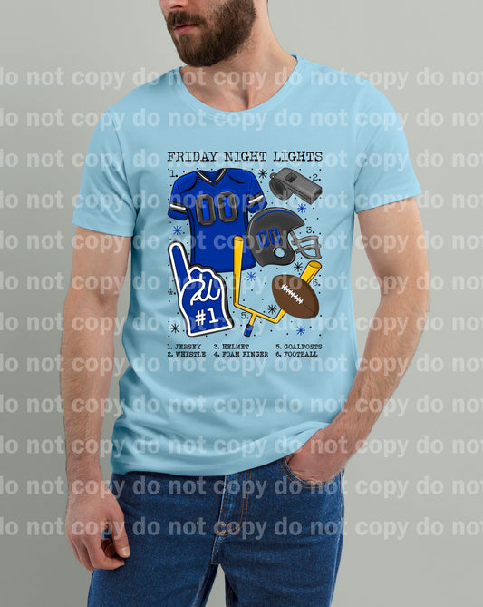 Friday Night Lights Football Chart Blue And Grey Dream Print or Sublimation Print