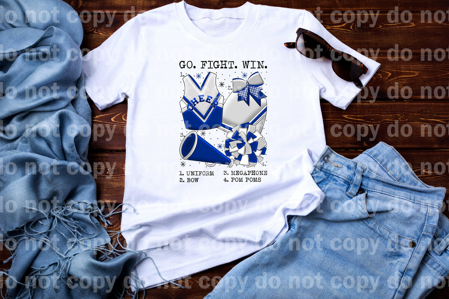 Go Fight Win Cheer Chart Blue And White Dream Print or Sublimation Print