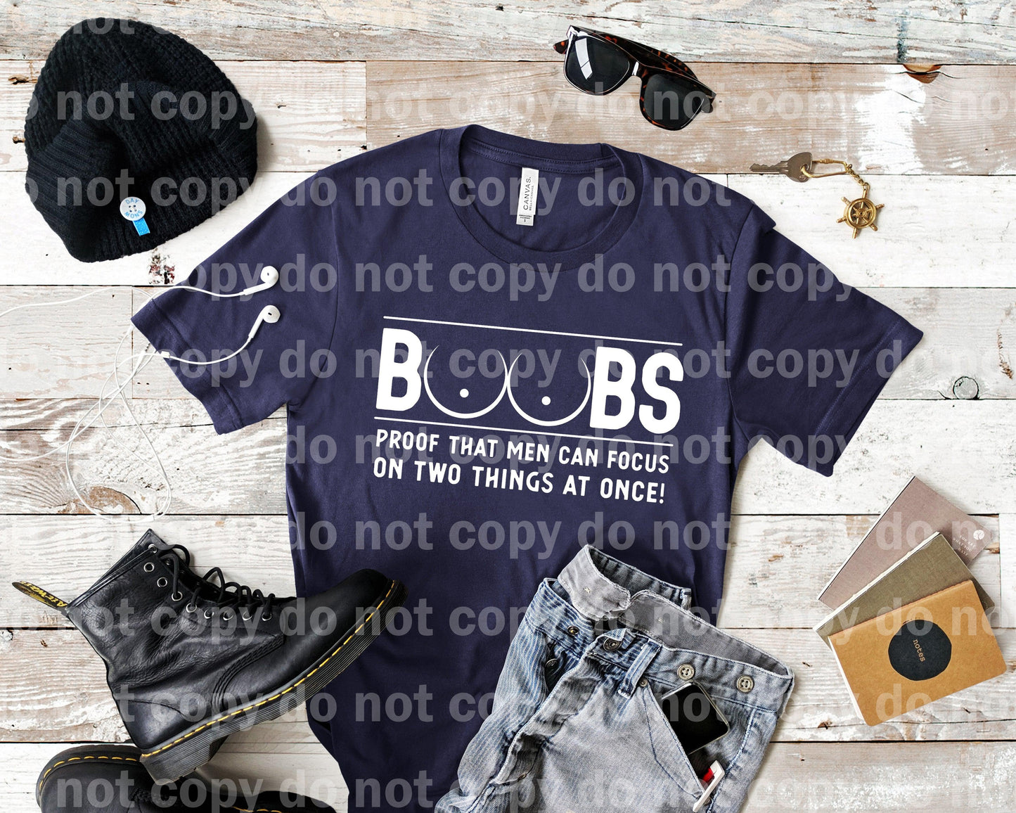 Boobs Proof That Men Can Focus On Two Things At Once Black/White Dream Print or Sublimation Print