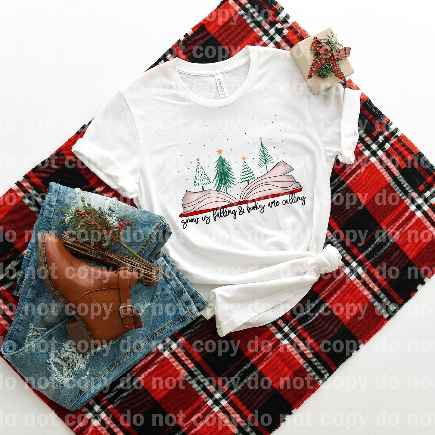 Snow Is Falling and Books Are Calling Full Color/One Color Dream Print or Sublimation Print
